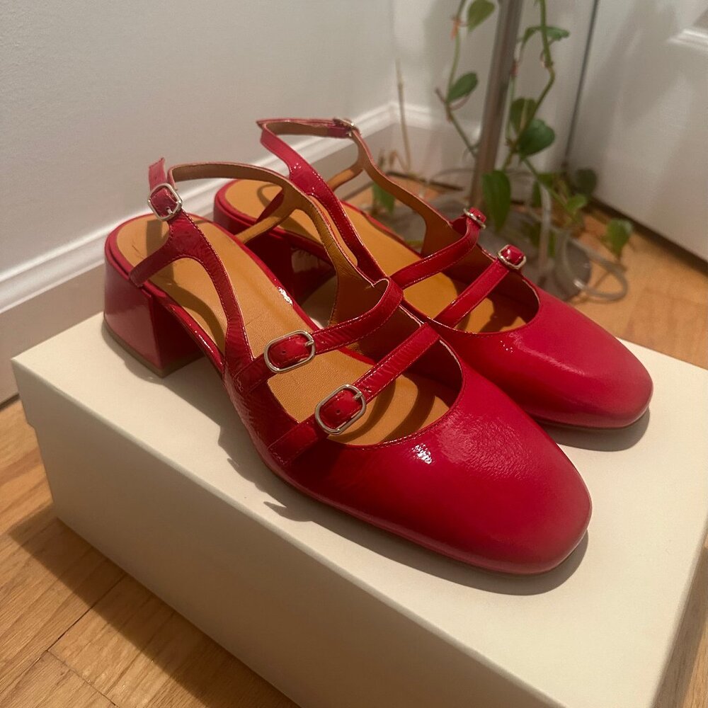 SEZANE-Paula Babies in Patent Red 39/8.5